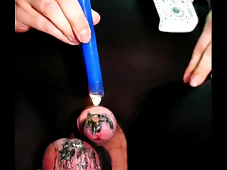 extreme grommet and hot wax aflame CBT for painslut